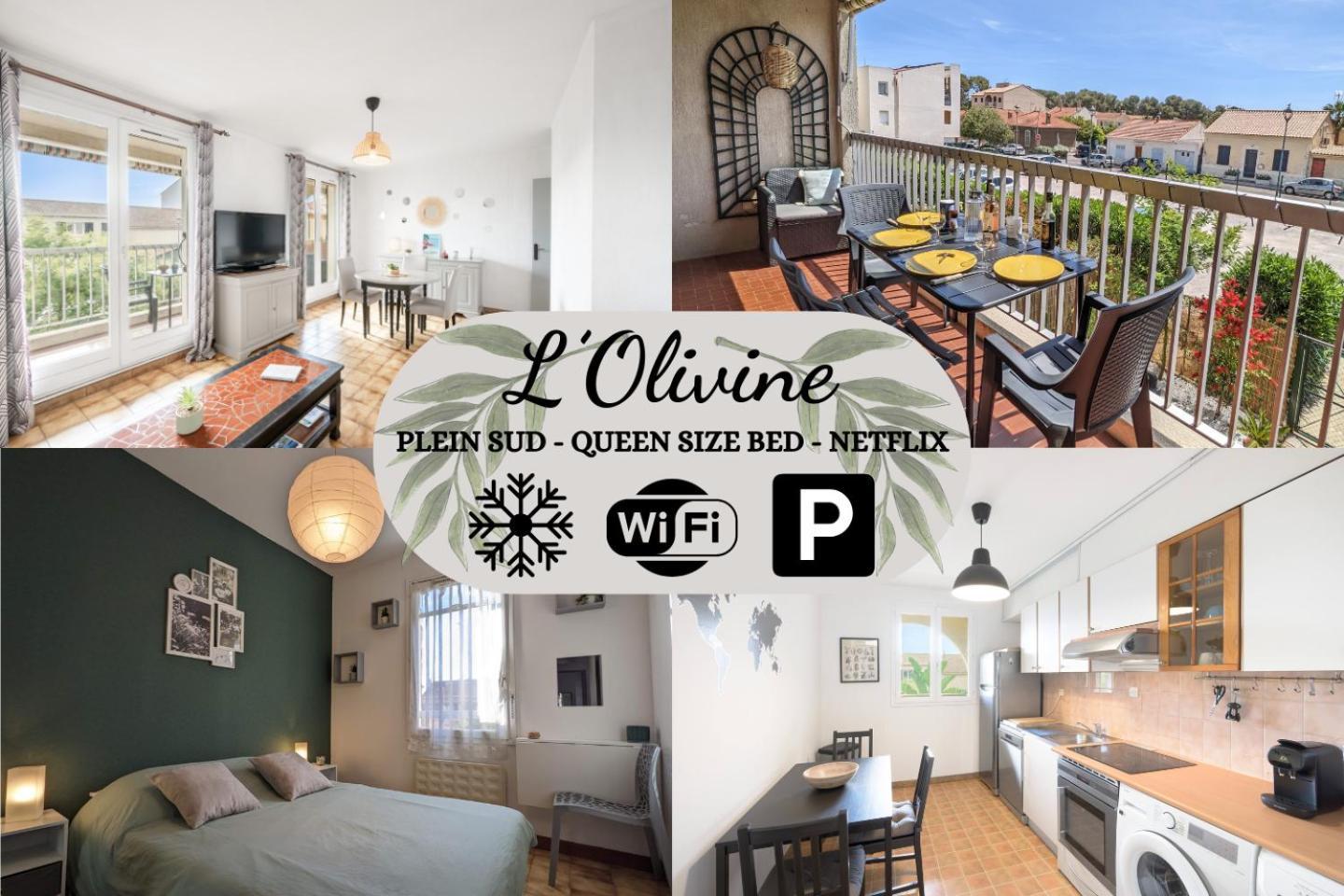 Apartment Terrasse Plein Sud - Climatisation - Netflix - Lit Queen Size - 2Min Centre-Ville - 6Min Plages Parking Prive - 56M2 - L'Olivine - Offre Speciale