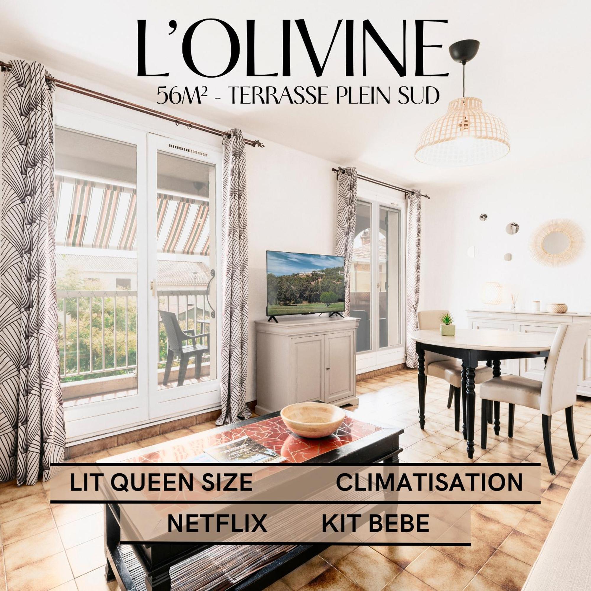 Terrasse Plein Sud - Climatisation - Netflix - Lit Queen Size - 2Min Centre-Ville - 6Min Plages Parking Prive - 56M2 - L'Olivine - Offre Speciale * La Londe-les-Maures